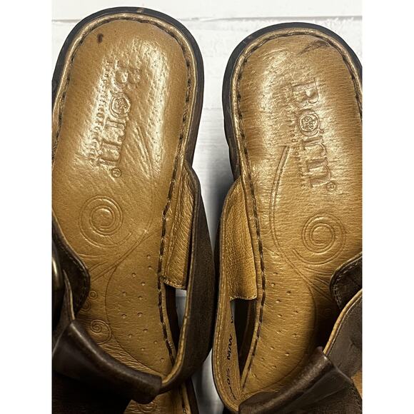 Born Wedge Sandals Womens Size 9 Brown Leather Platform Buckle Woven W82314 - Picture 7 of 13